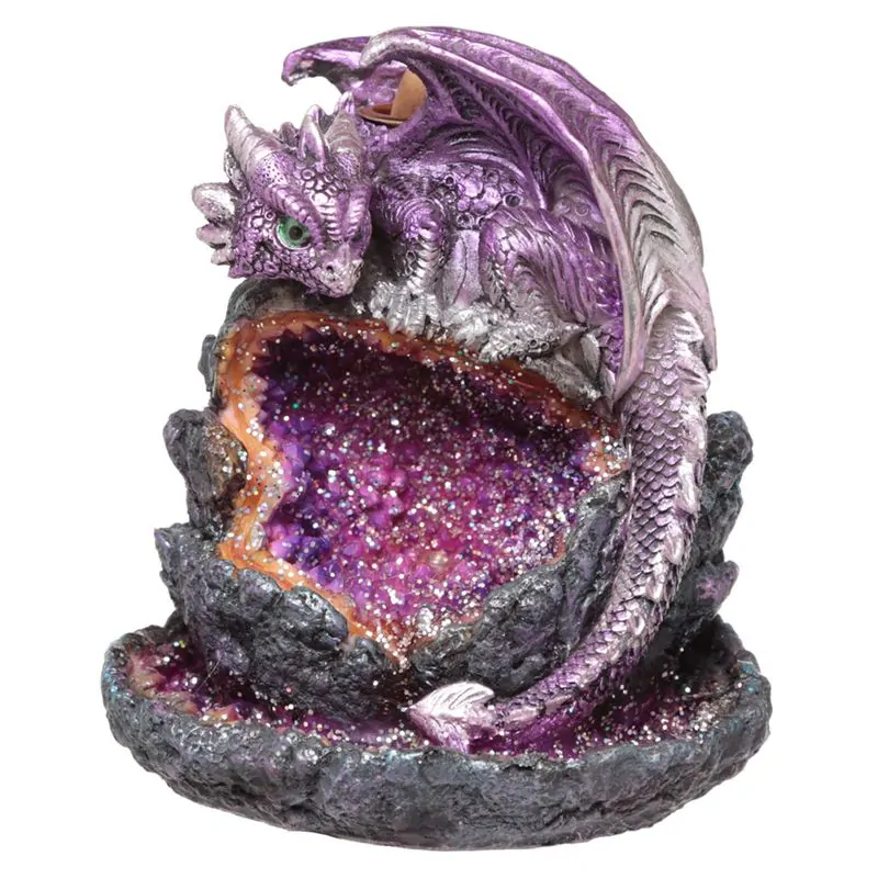 Fantasy vodopád s tečúcim dymom a LED svetlom – Drak na trblietavom kameni