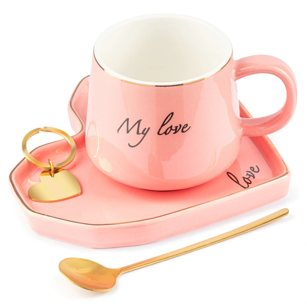 Luxusná sada šálka, podšálka, lyžička a kľúčenka – My Love ?