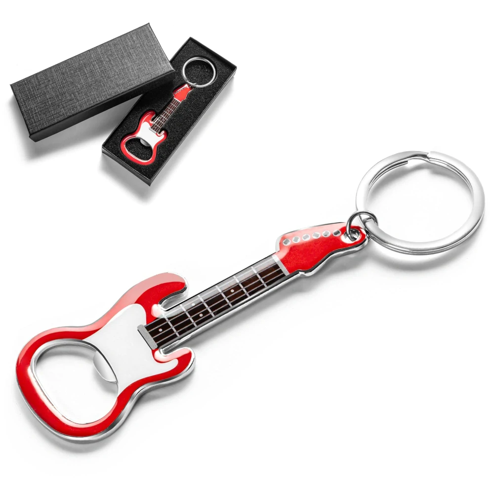 Prívesok na kľúče Červená elektrická gitara – otvárač s magnetom