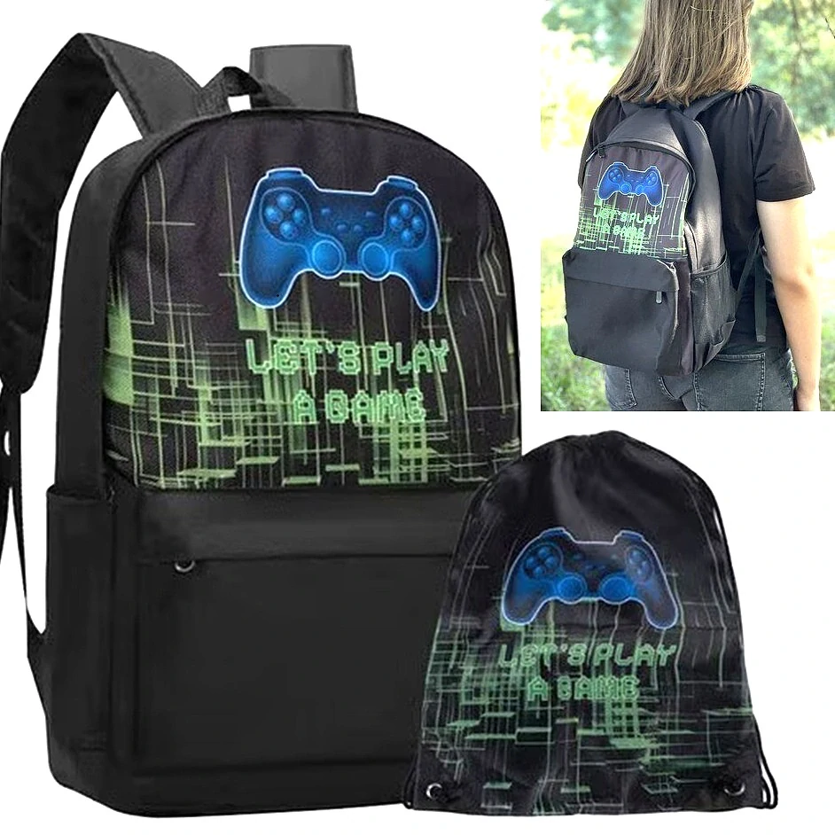 Školský batoh s vakom na prezúvky Kruzzel 22 l - Gamepad