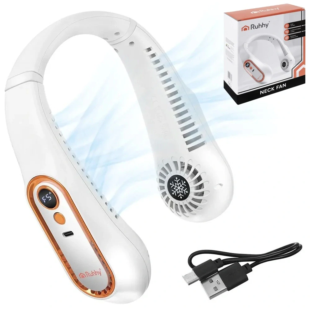 Bezlopatkový ventilátor na krk Ruhhy s USB-C nabíjaním a 5 rýchlosťami - prenosné ochladenie s voľnými rukami