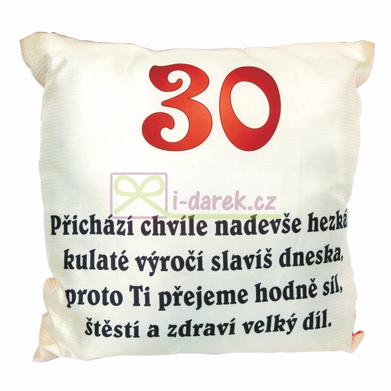 Polštářek jubileum PŘEKROČIL JSI 30 - k výročí pro muže (CZ)