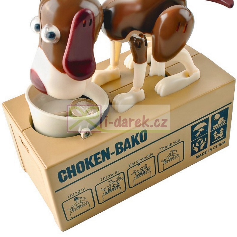 Pokladnička hnedý hladný pes Doggy