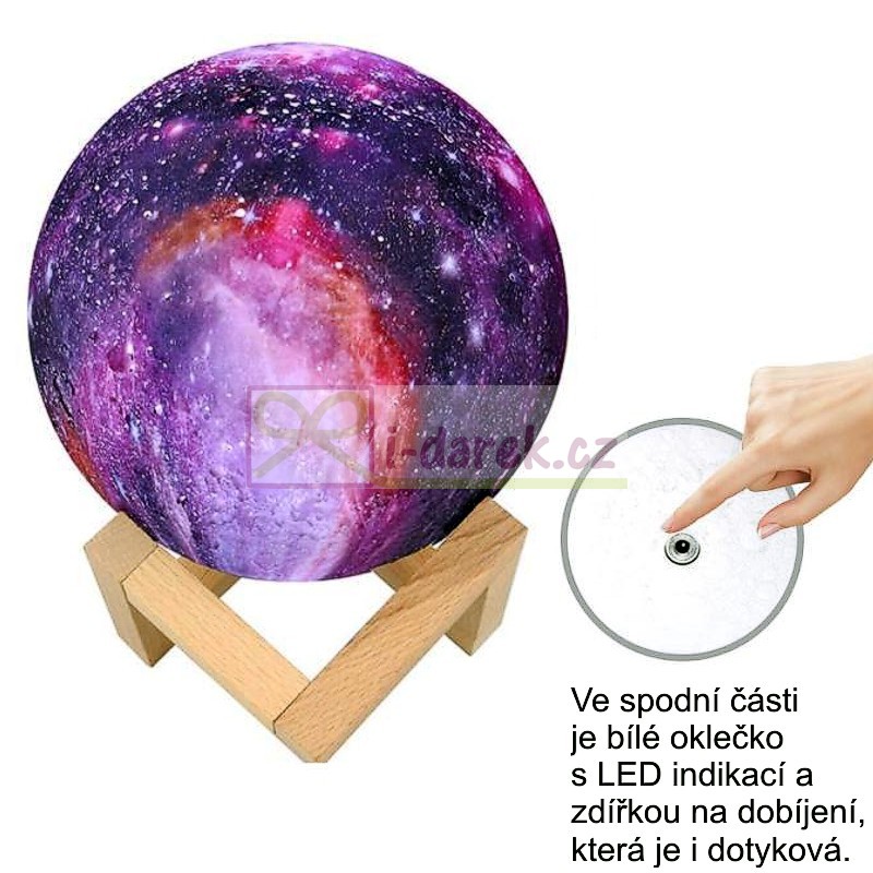 Lampička VESMÍR 15cm na diaľkové ovládanie, 16 farieb, 5 režimov