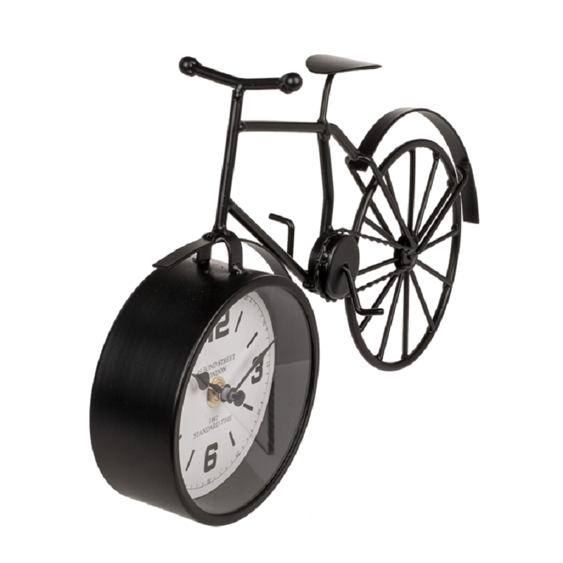 Čierne kovové stolné hodiny 32 cm - Retro kolo