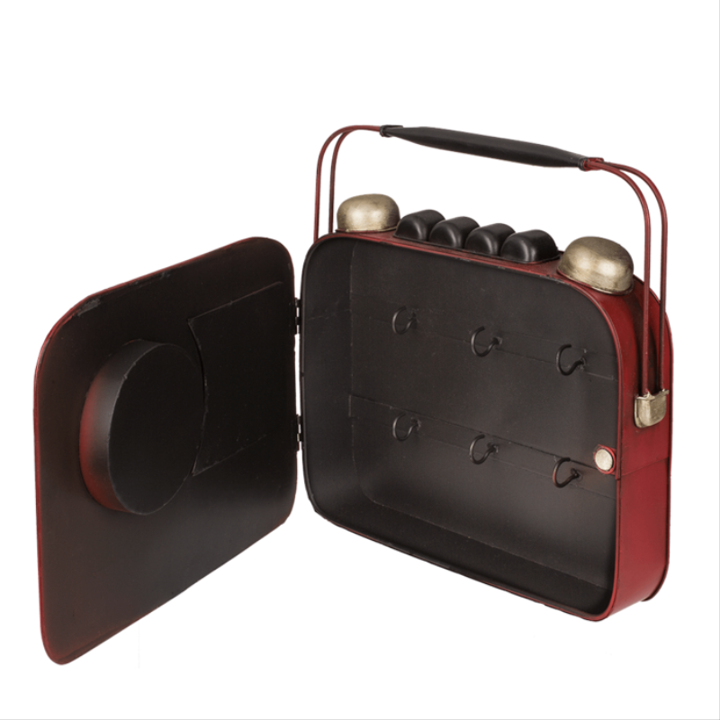 Kovová skrinka na kľúče s nástennými hodinami – Retro rádio