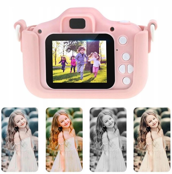 Malý mačací digitálny fotoaparát 1080P - ružovobiely