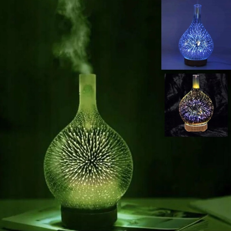 Zvlhčovač vzduchu 100ml s LED podsvietením s 3D efektom - aróma difuzér