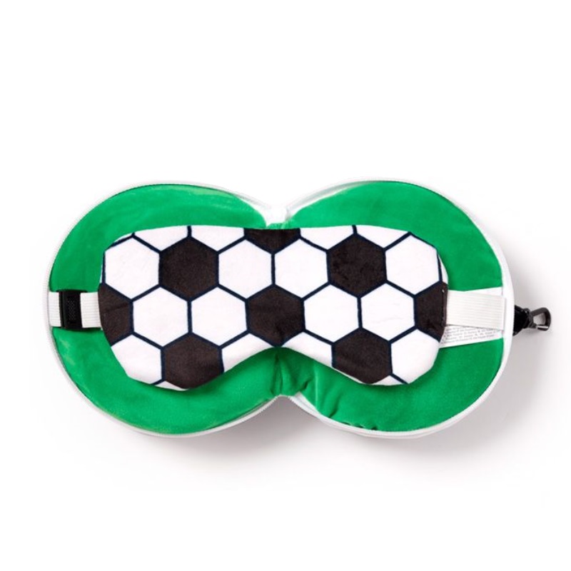 Detský plyšový cestovný vankúšik s maskou na oči – Futbalová lopta