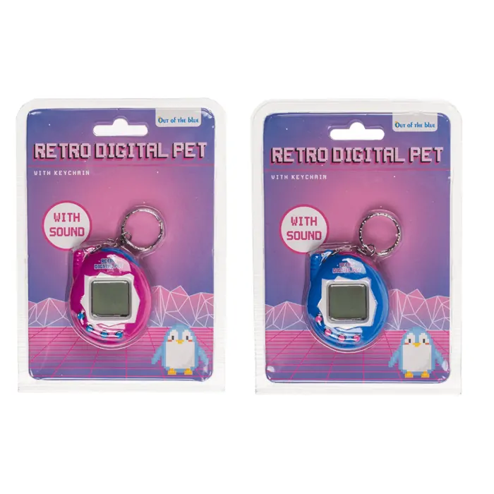 Prívesok na kľúče - Mini retro hra zvieratko Tamagotchi modrá