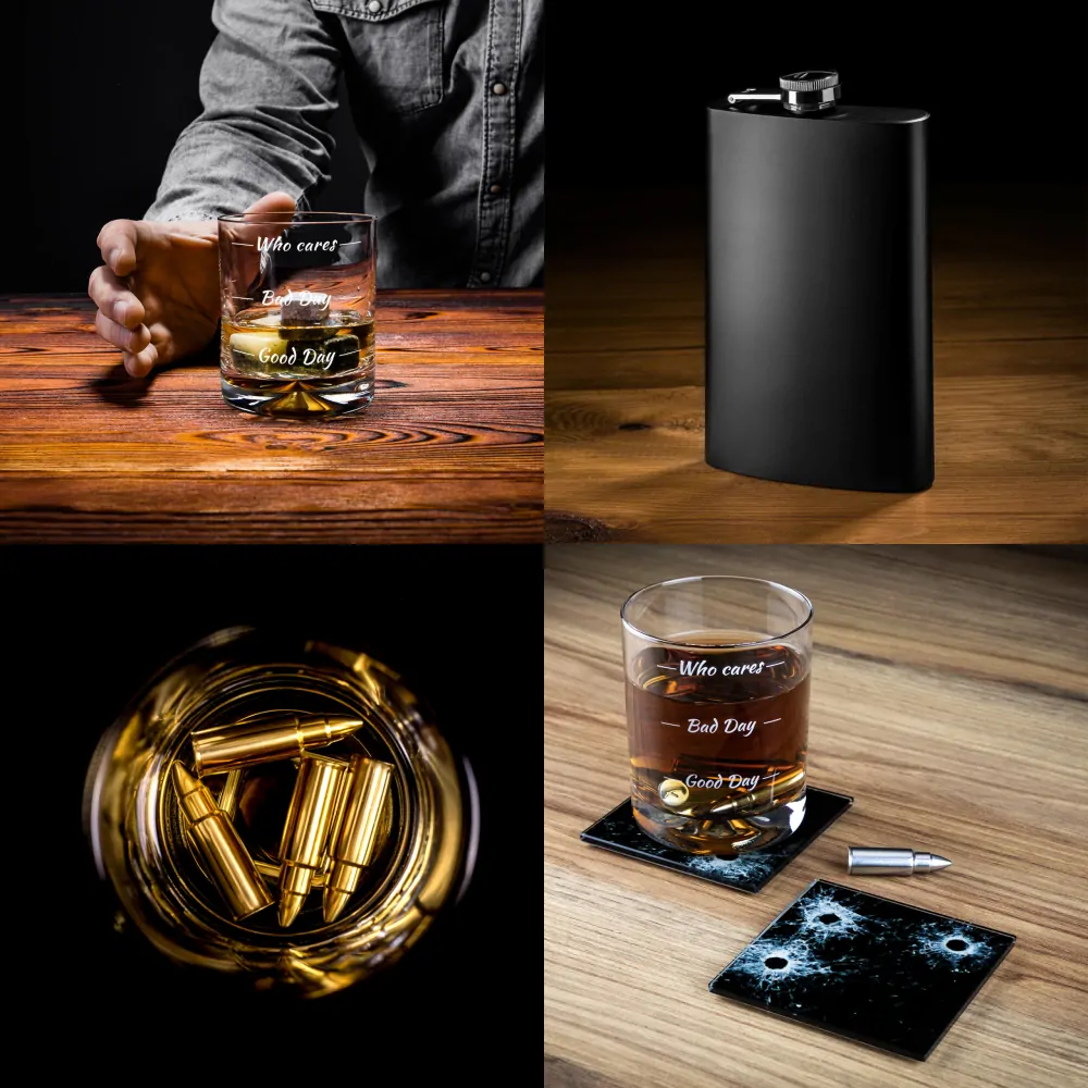 Whisky set v puzdre pre hudobníkov - ploskačka a poháre s príslušenstvom