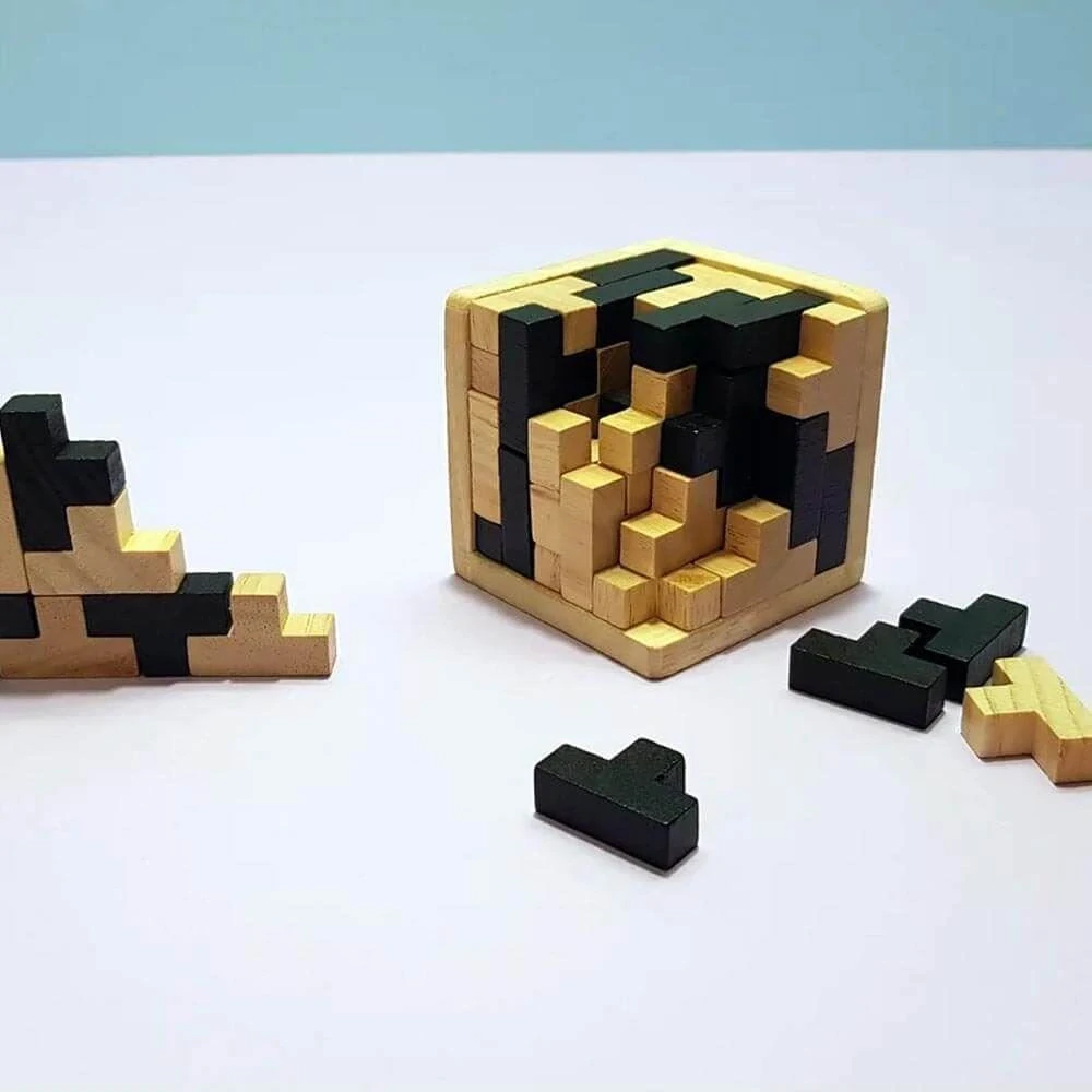 Drevený hlavolam 7x7x7cm – Kocka DELUXE