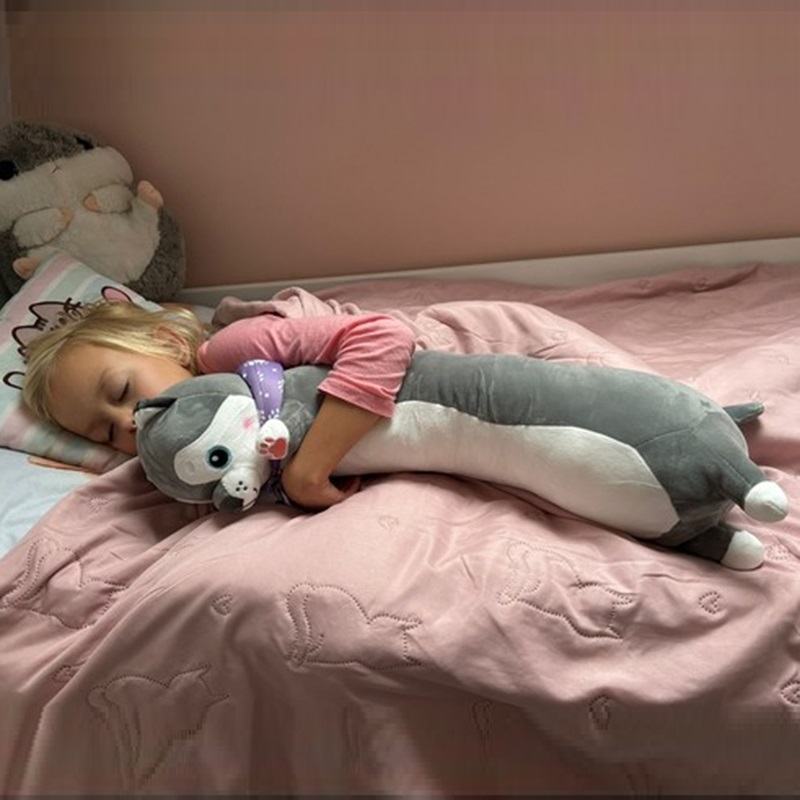Detský vankúš dlhý 70 cm pes - šteňa Husky