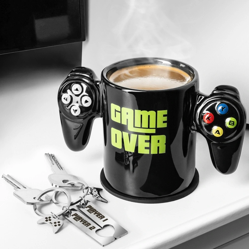 Originálna sada pre hráčov GAME OVER - Hrnček Gamepad, podtácok a 2 kľúčenky