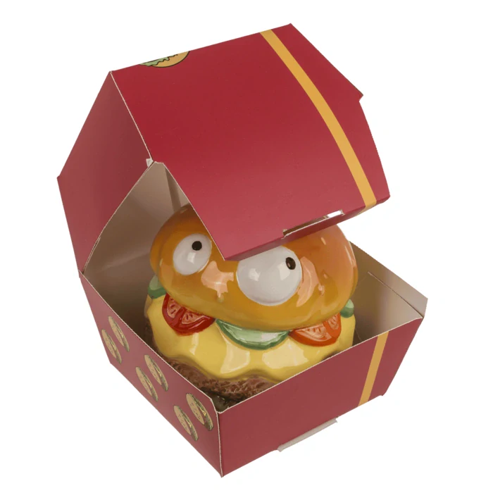 Pokladnička s očami – Hamburger v krabičke z fastfoodu