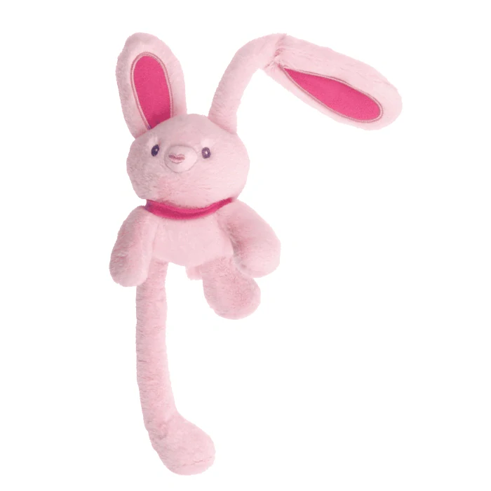 Ružový plyšový zajačik Pop-Up 28 cm – vyťahovacie ušká a labky