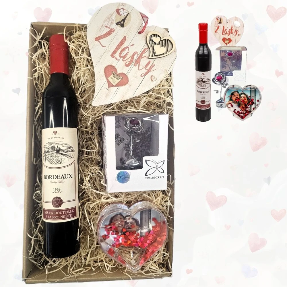 Darček z lásky WITH LOVE - ruža s kryštálom, fotorámik a originálny dáždnik - Darot