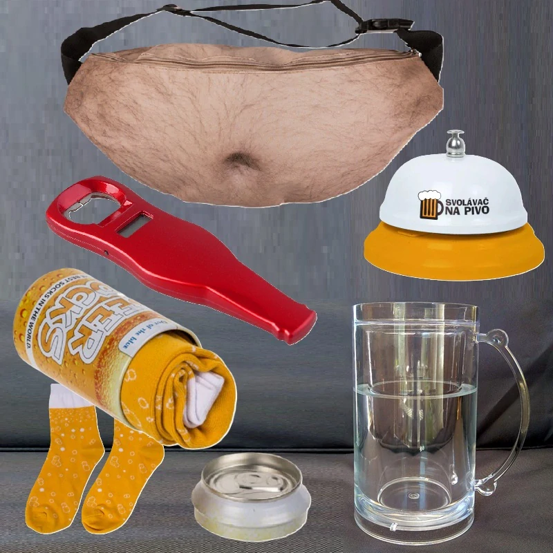 Sada pre pivára XXL - vtipná ľadvinka, hovoriaci otvárač, ponožky, svolávač na pivo (CZ) a chladiaci polliter 0.4l - Darot
