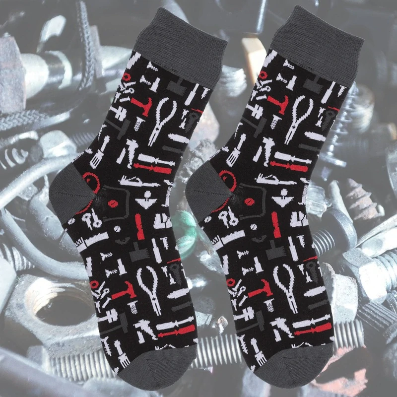 Veselé ponožky s motívom náradia – darček pre kutila a automechanika, veľ. 42–46