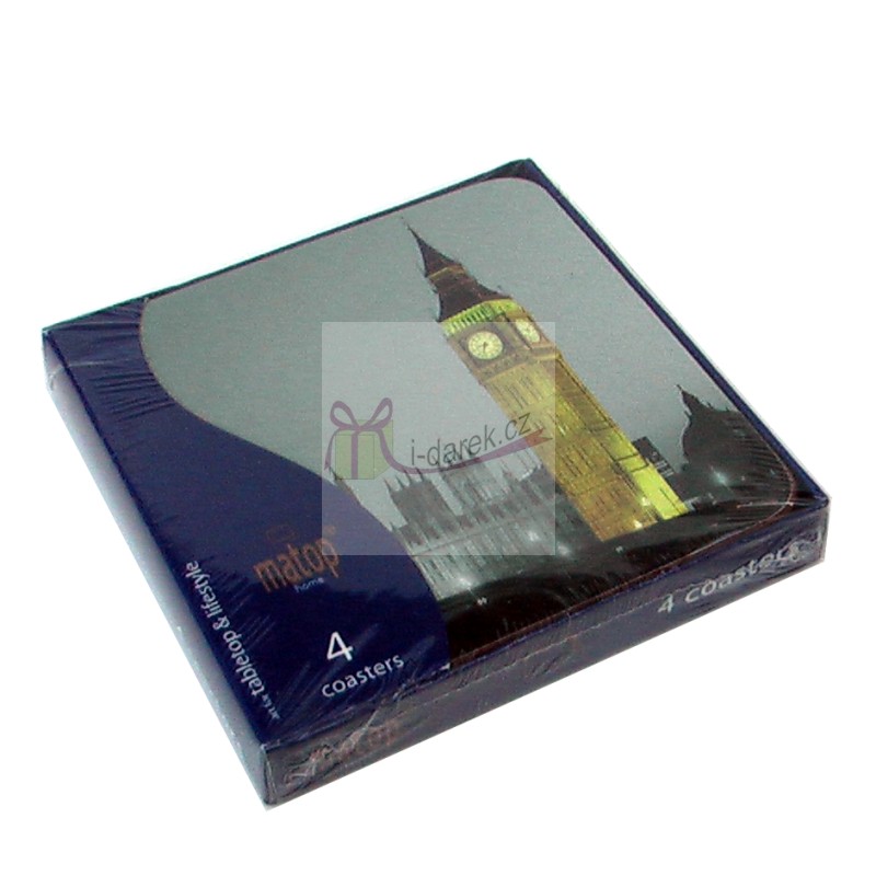 Korkové prestieranie malé 10,5x10,5cm sada 4ks - Londýn Big Ben