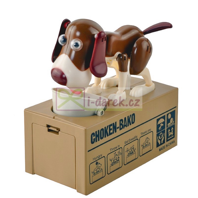Pokladnička hnedý hladný pes Doggy