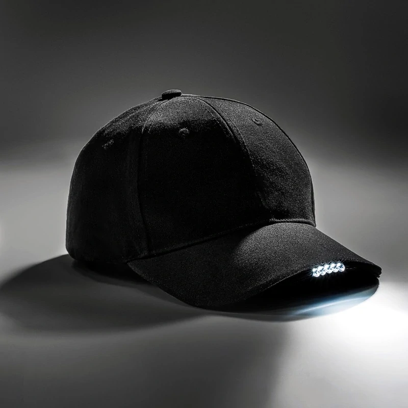 Svietiaca šiltovka 5 LED - čierna