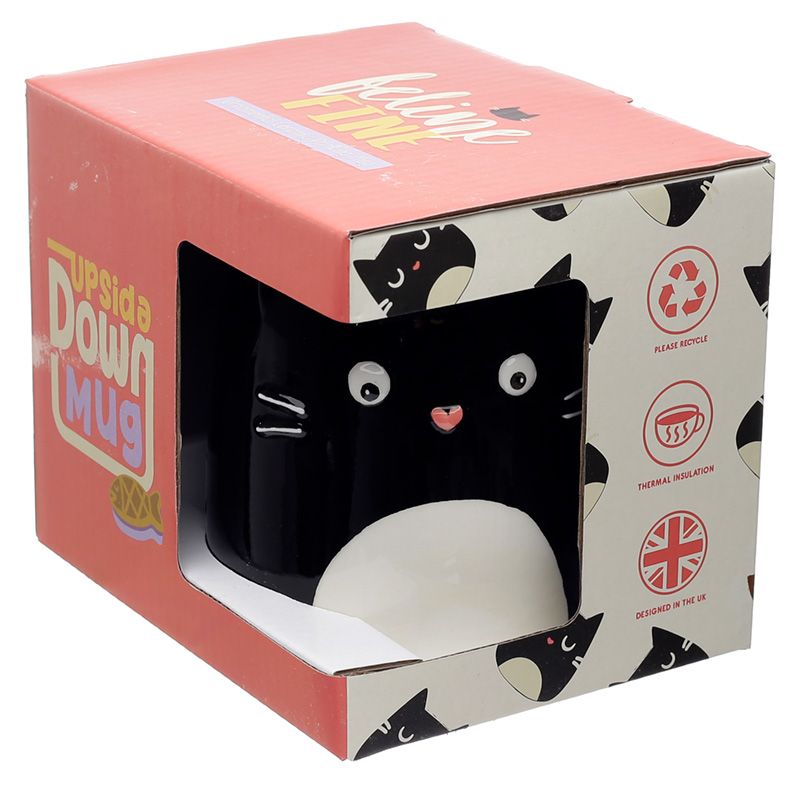 Hrnček postavený na hlavu Feline Fine - Čierna mačka