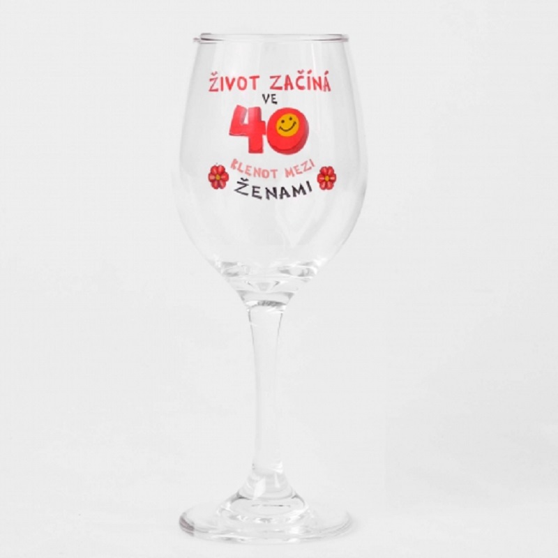 Sklenička na víno k výročí 40 let - Klenot mezi ženami (CZ)