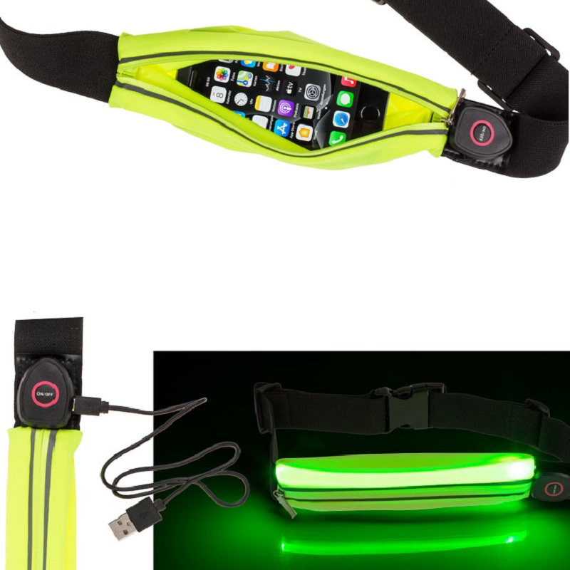 Svietiaca USB ľadvinka na behanie - neónová