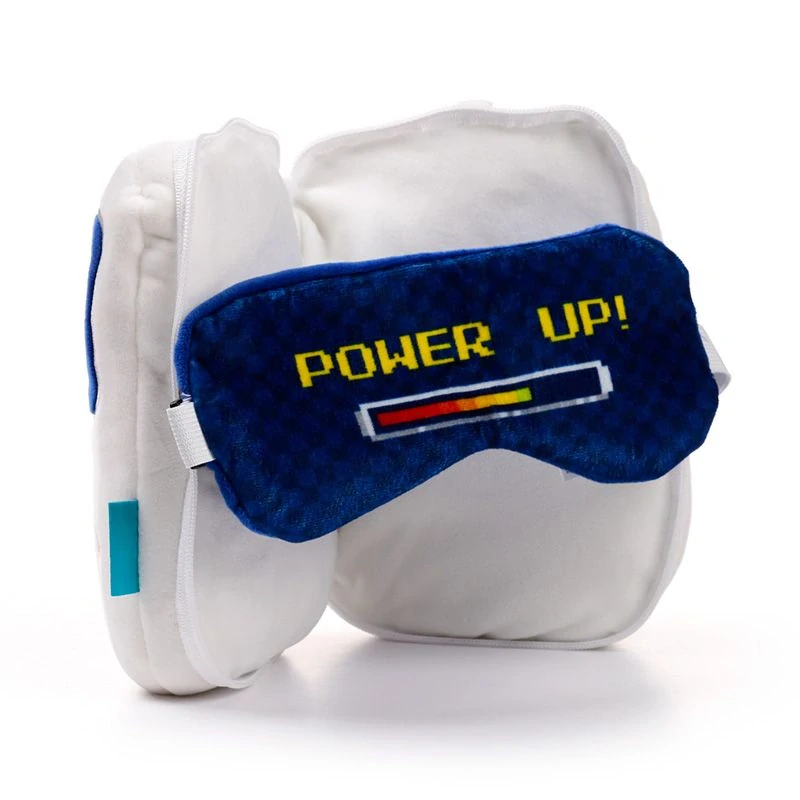 Detský plyšový cestovný vankúšik s maskou na oči – Game Over