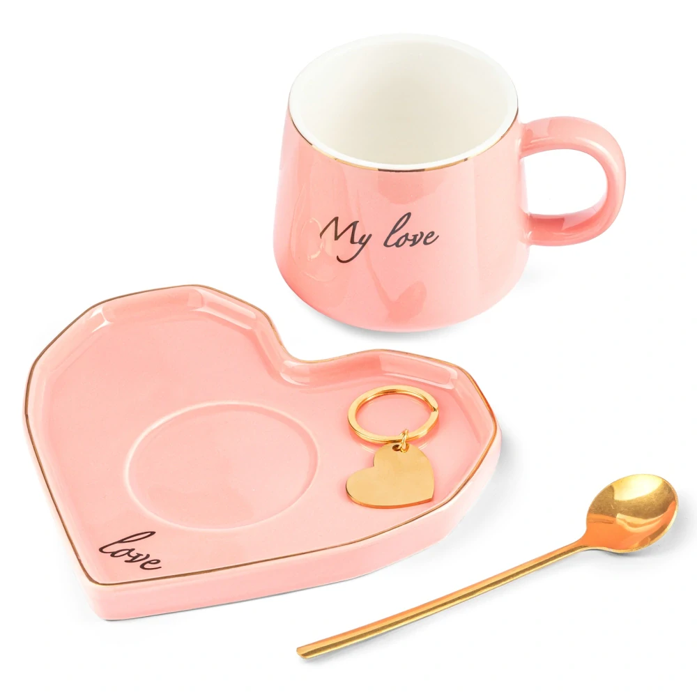 Luxusná sada šálka, podšálka, lyžička a kľúčenka – My Love ?