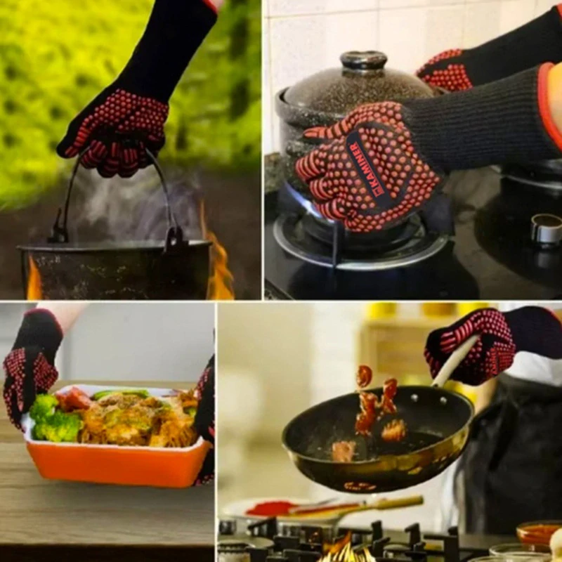 Tepelne odolné grilovacie rukavice pre majstra grilu 25416 - čierno-oranžové