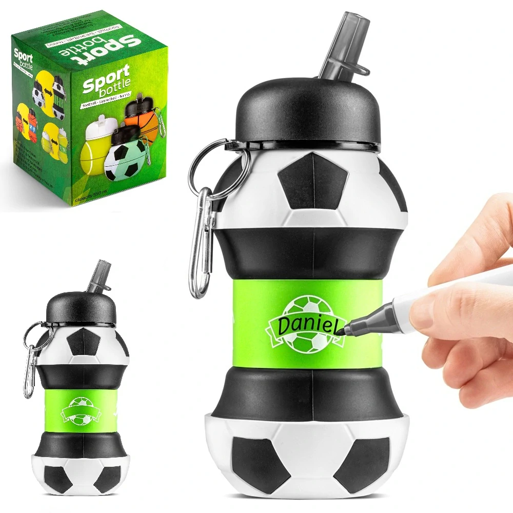Skladacia fľaša 0,55 l - Futbalová lopta s možnosťou podpísania