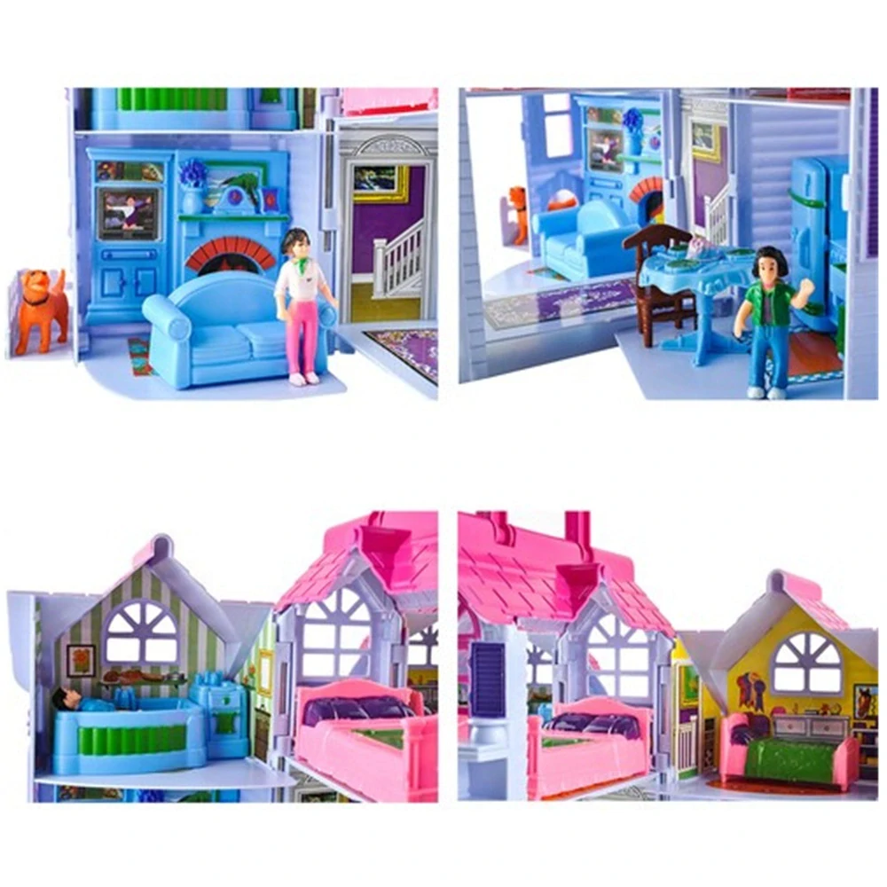 Skladací domček pre bábiky s figúrkami a nábytkom v prenosnom kufríku - 22612