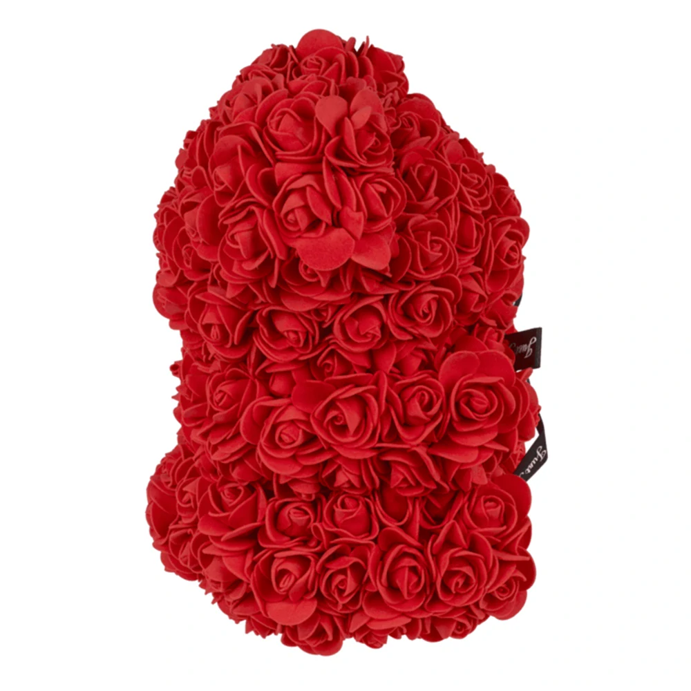 Medvedík z ruží v darčekovej krabičke 25cm - červený symbol lásky
