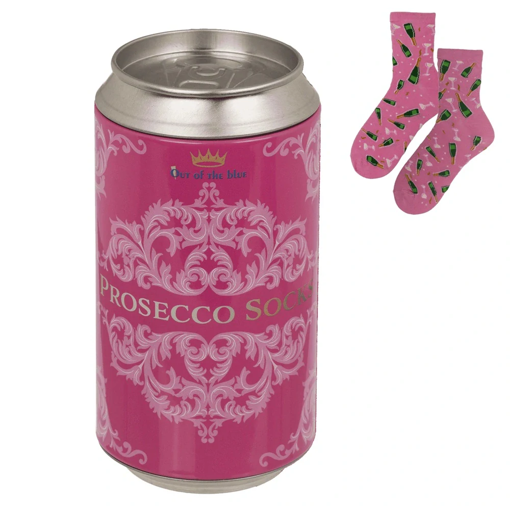 Ponožky Prosecco v plechovke – vtipný darček pre milovníčky šumivého