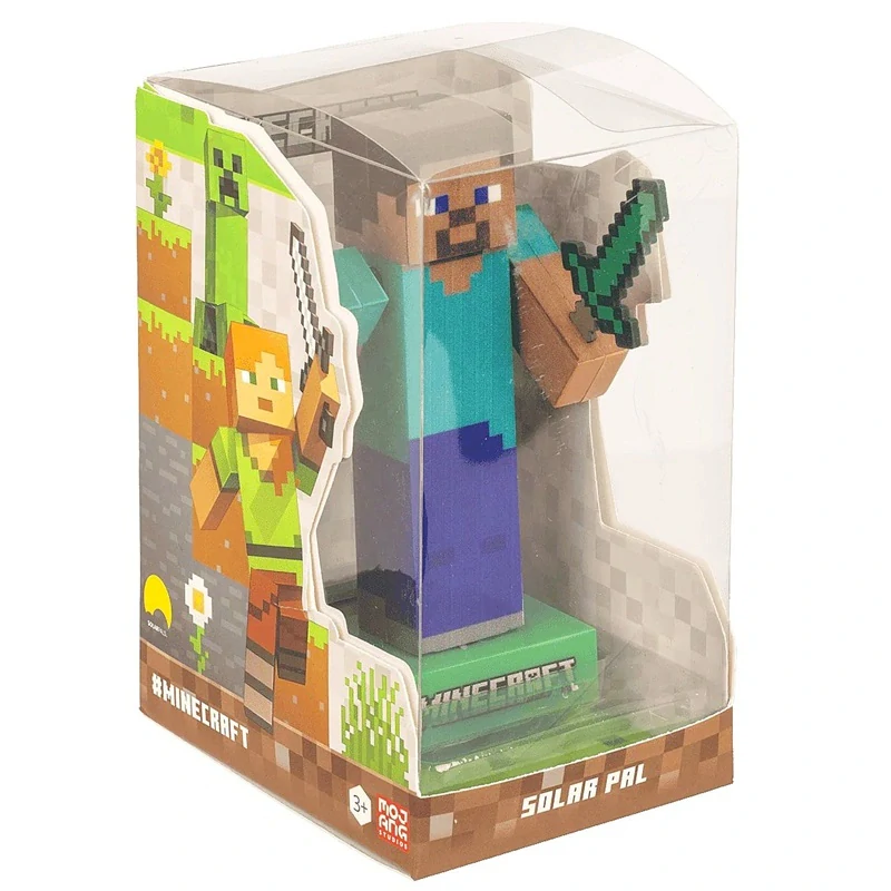 Solárna figúrka Minecraft Steve – pohyblivá dekorácia pre fanúšikov Minecraftu
