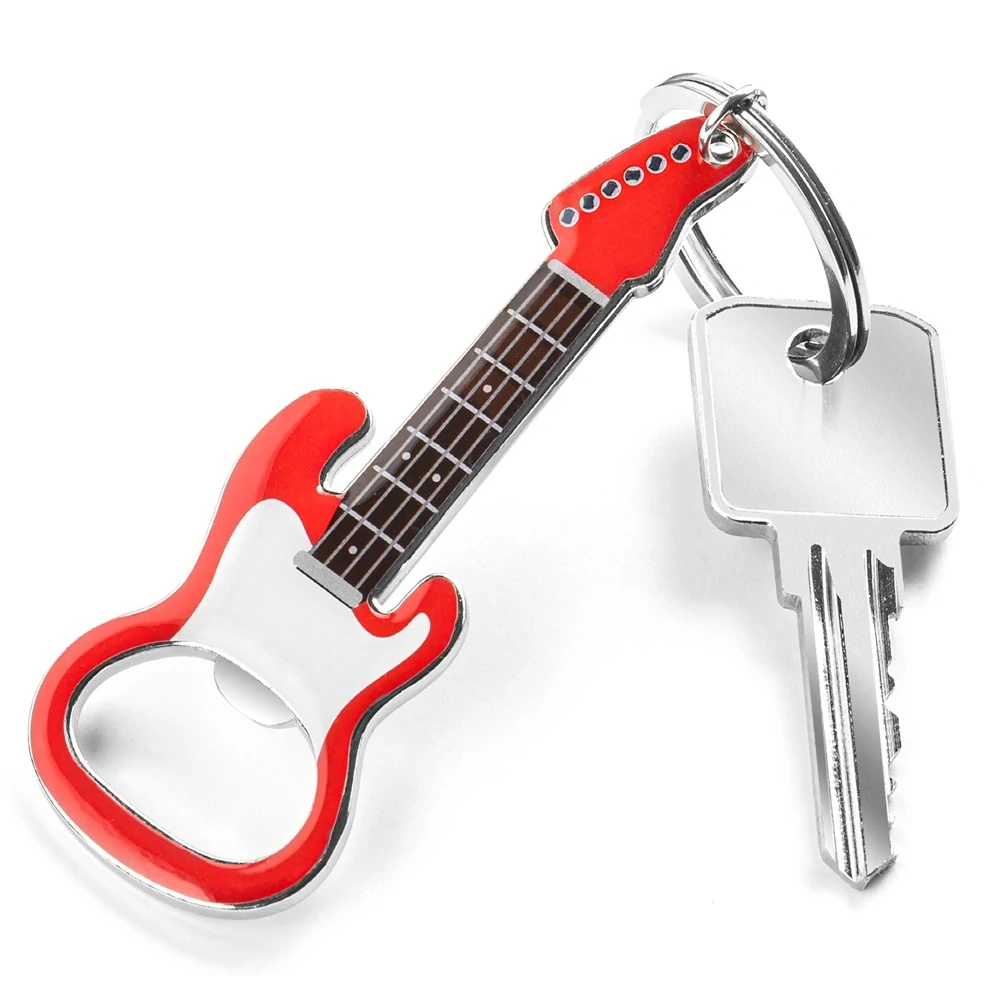 Prívesok na kľúče Červená elektrická gitara – otvárač s magnetom