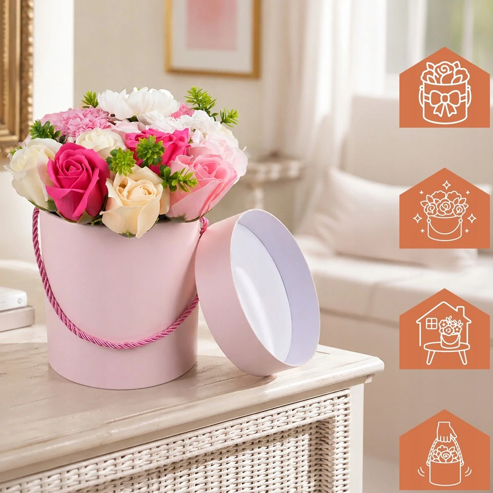 Ružový box plný nevädnúcich ruží 27595 – elegantný darček pre ženu