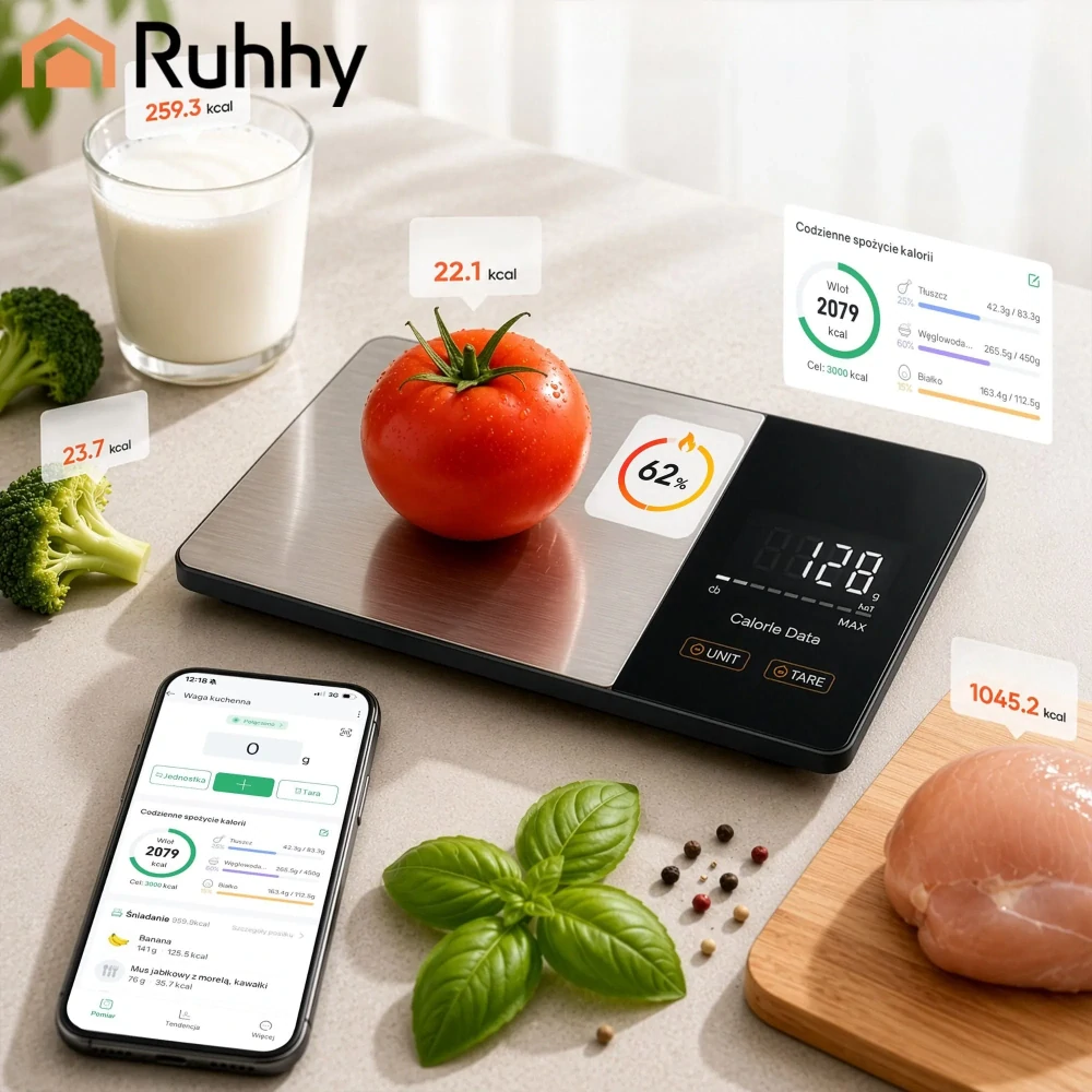 Inteligentná kuchynská váha pre fitness a zdravú výživu 24632 – nutričné hodnoty v aplikácii