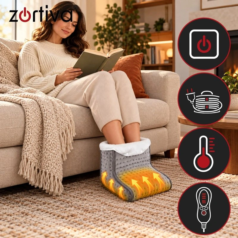 Elektrický ohrievač na obe nohy Zortiva 30 × 30 cm – časovač a 10 stupňov