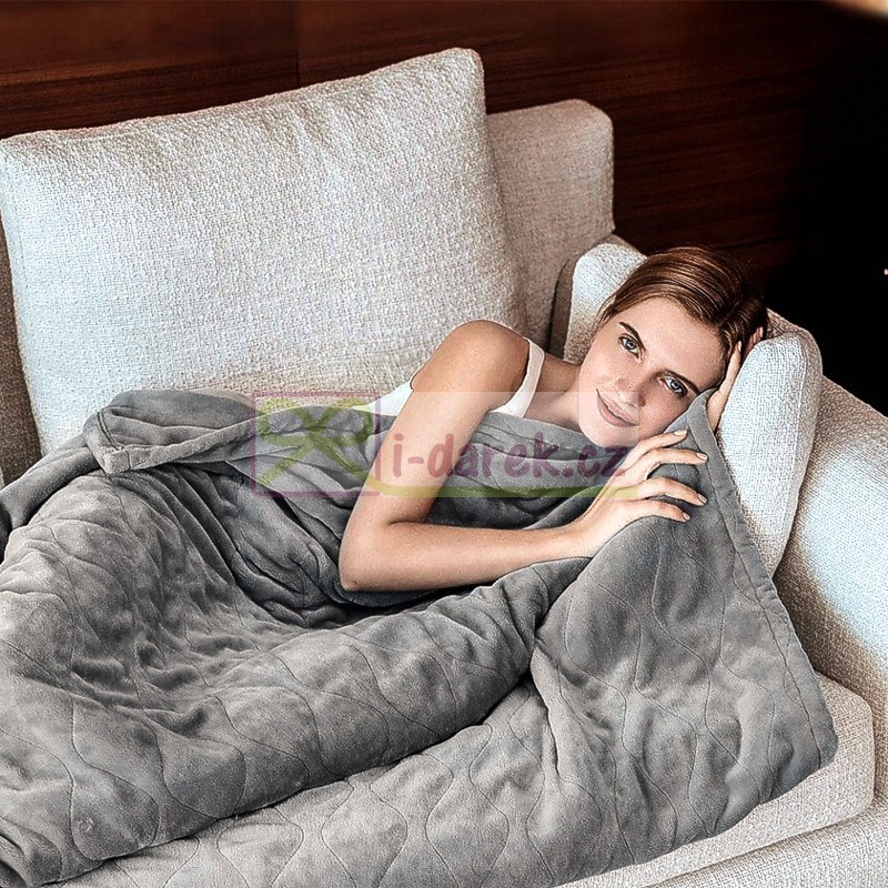 Veľká vyhrievaná deka 180x130cm, 6 výkonov, automatické vypnutie a ochrana pred prehriatím 8817- šedá