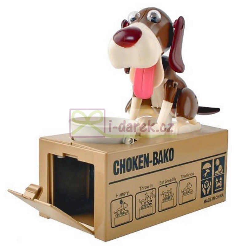 Pokladnička hnedý hladný pes Doggy