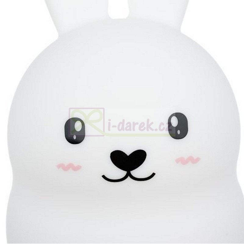 Detská dobíjacia RGB lampička s ovládačom 18cm - BIELY ZAJAČIK