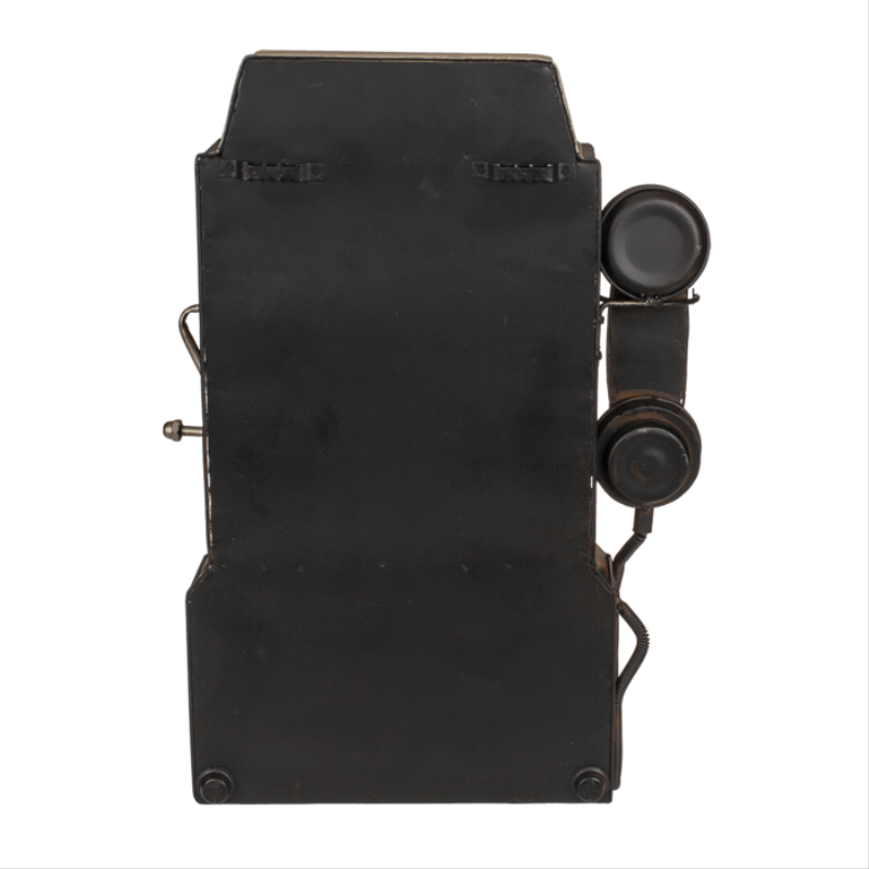 Kovová skrinka na kľúče s nástennými hodinami – Retro telefón