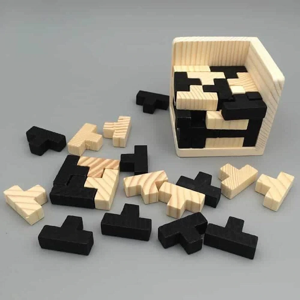Drevený hlavolam 7x7x7cm – Kocka DELUXE