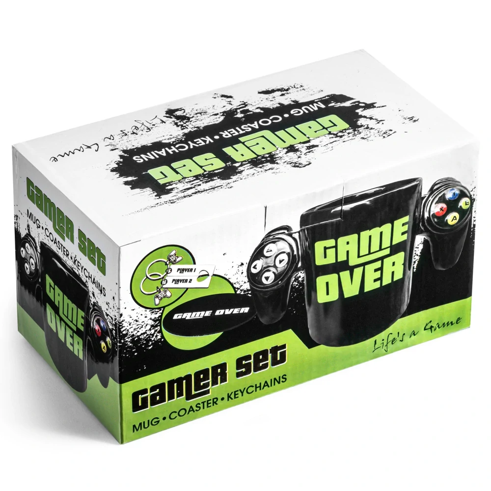 Originálna sada pre hráčov GAME OVER - Hrnček Gamepad, podtácok a 2 kľúčenky