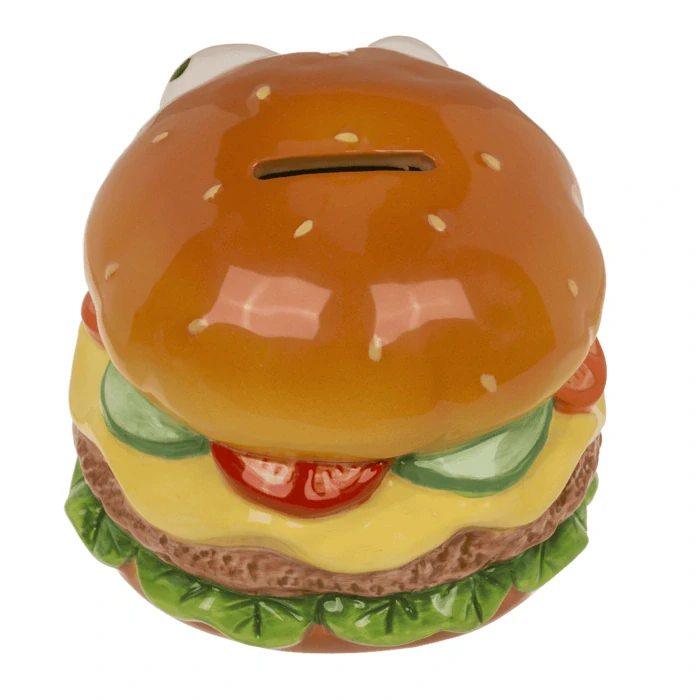 Pokladnička s očami – Hamburger v krabičke z fastfoodu
