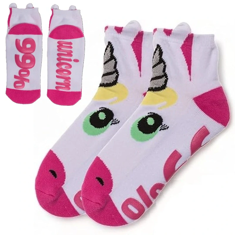 Protišmykové ponožky 99% Unicorn – jednorožec s ušami