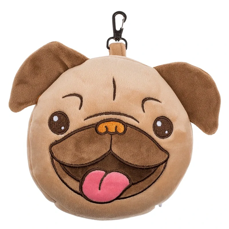 Detský plyšový cestovný vankúšik s maskou na oči – mops